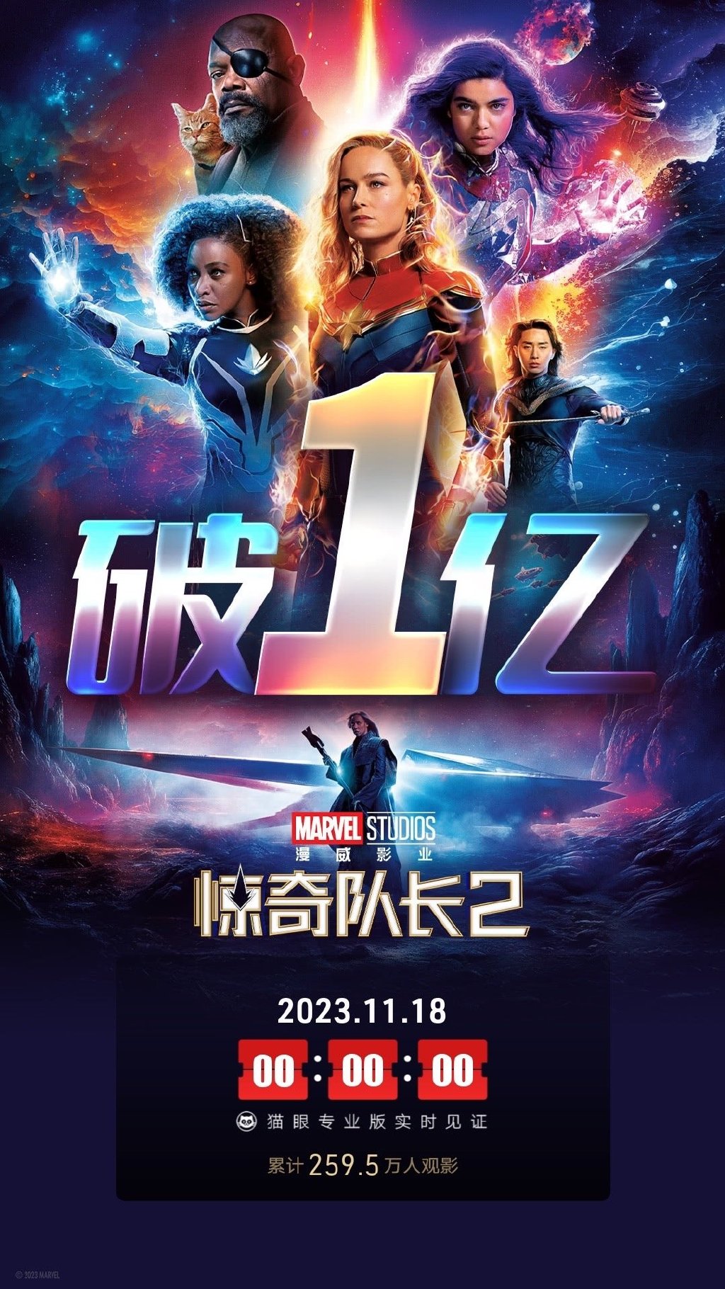 《终结战神：惊奇队长2》仅9天便突破1亿票房